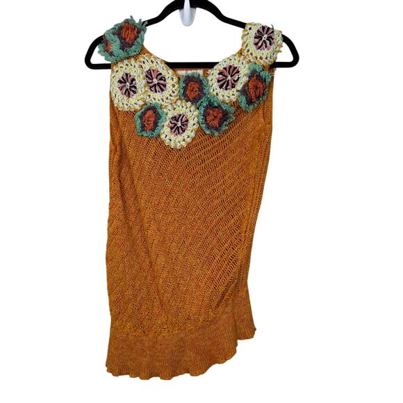 Edie Crochet Neck Sweater M Cottagecore Scandi Girl Coastal Boho - Picture 3 of 8